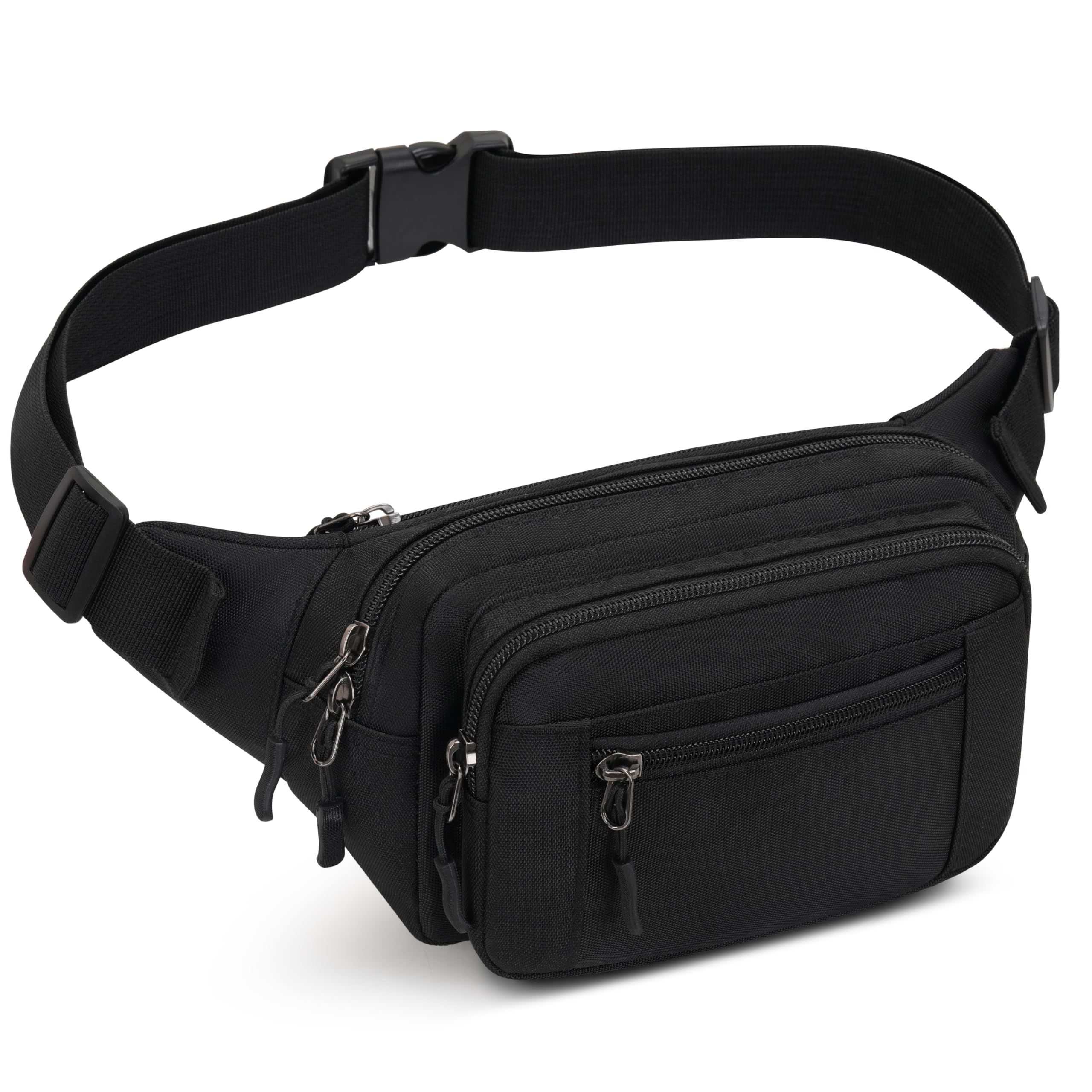 Bumbag Waist Bag Women Ladies Men Waterproof Running Fanny Pack Adjustable Bum Bag with Multi Pockets for Travel Hiking Dog Walking Cycling Camping (Black) — image 1