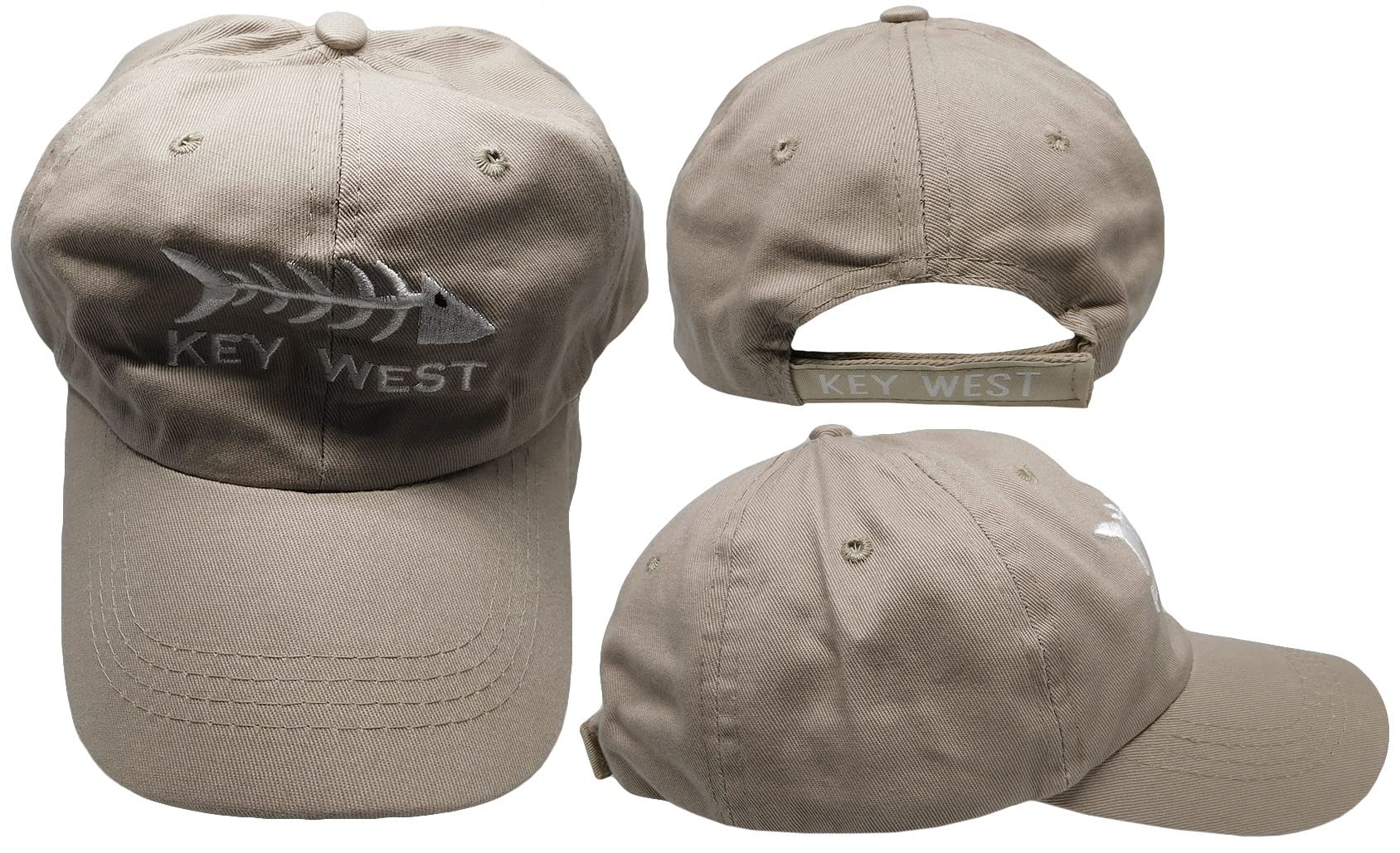 Trade Winds Key West Bone Fish Bonefish Khaki Washed Style Adjustable Embroidered Hat Cap