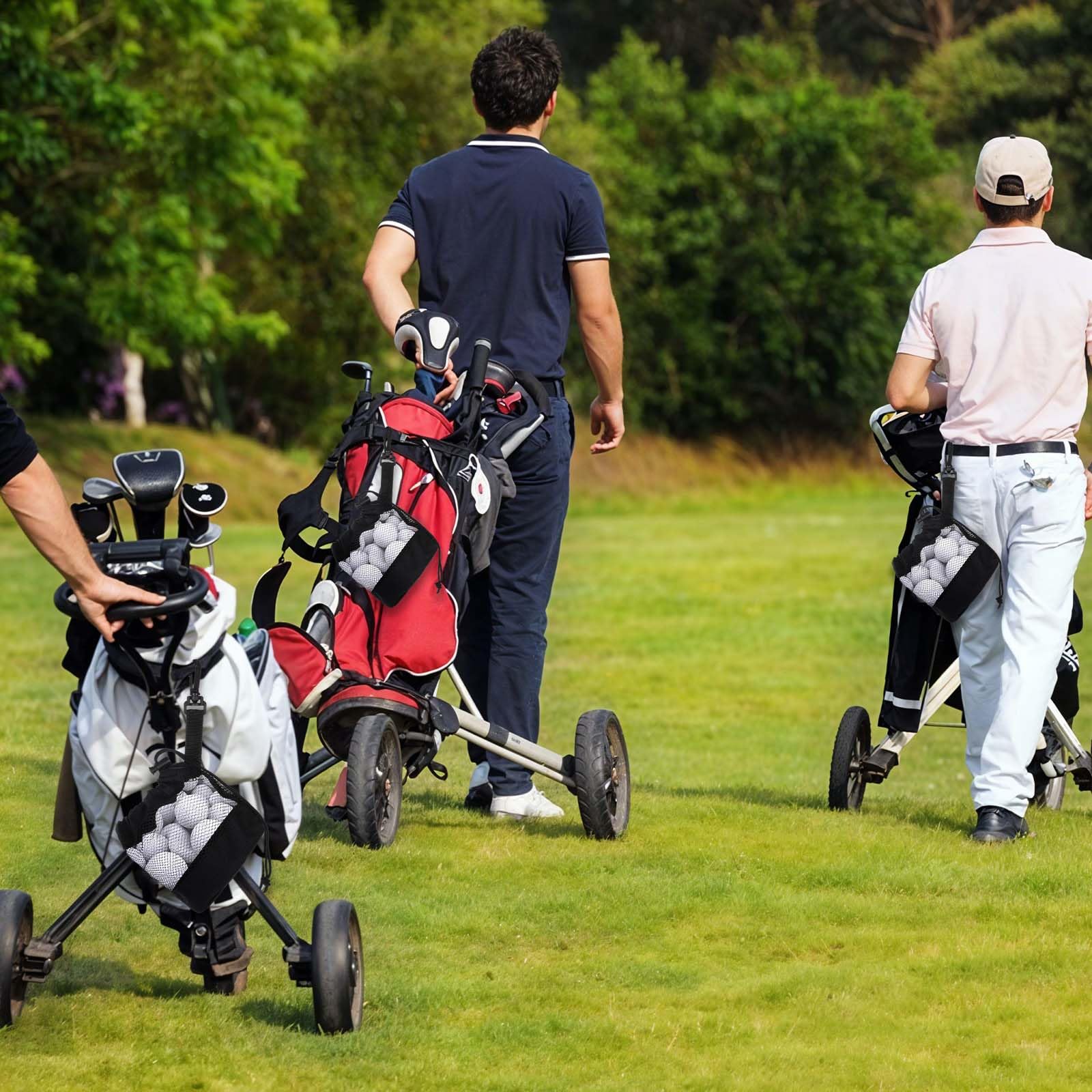 Grevosea Sacchetti per Palline da Golf in Rete di Nylon con Coulisse, Borsa Porta Palline, Accessori Golf Nero