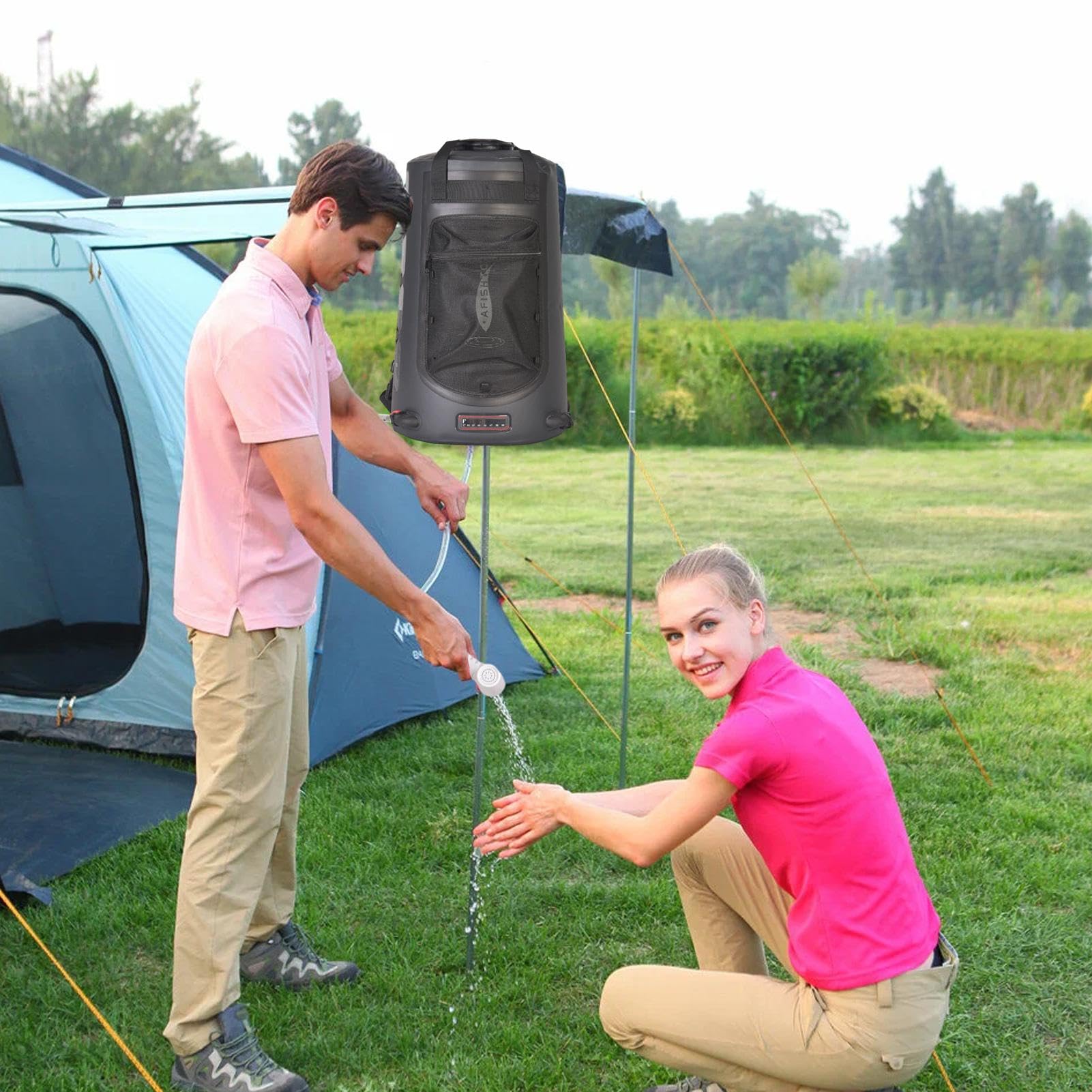 Campingduschen | Solar Campingduschen | 20 Liter Outdoor Duschtasche | Outdoor Dusche Tasche für unterwegs geeignet 46x28x26 cm / 18,1x11,0x10,2 Zoll Diese Duschtasche inkl