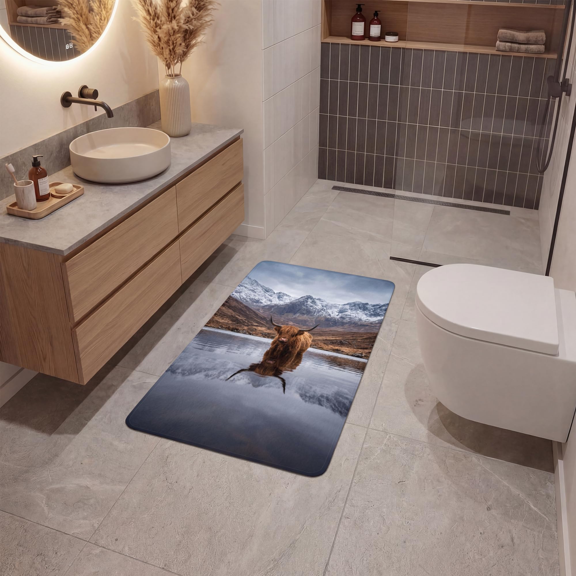 Duschvorleger Badezimmer Deko Badematte rutschfest Bathroom