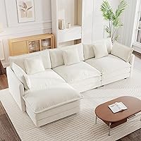Vista 43 de mikibama - Sofá seccional modular, juego de sofá en forma de L de 111.5 pulgadas para sala de estar, sofás de 3 plazas cómodos tipo nube con otomana