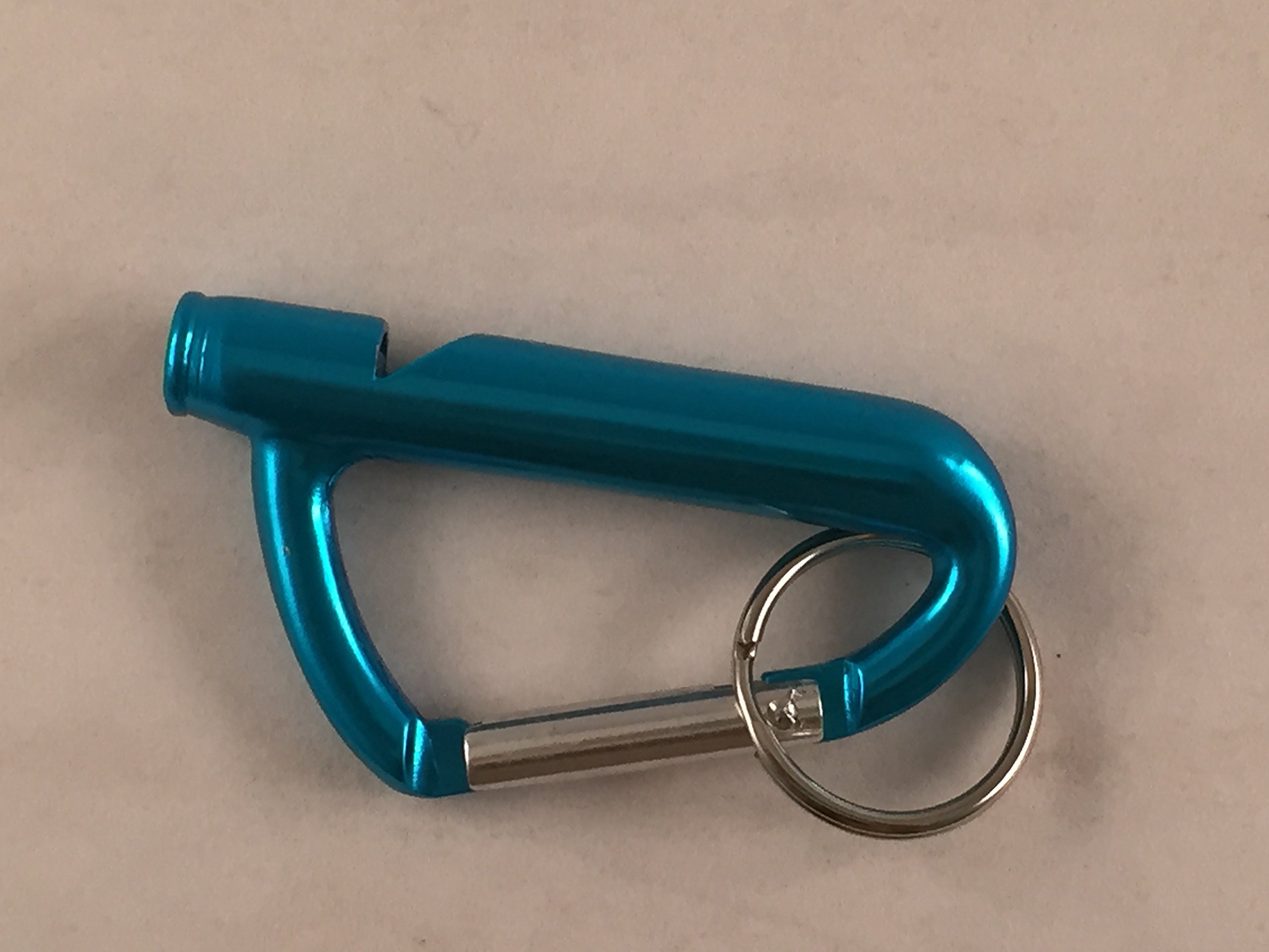 Self Defense Aluminum Emergency Survival Carabiner Safety Whistle Keychain Teal