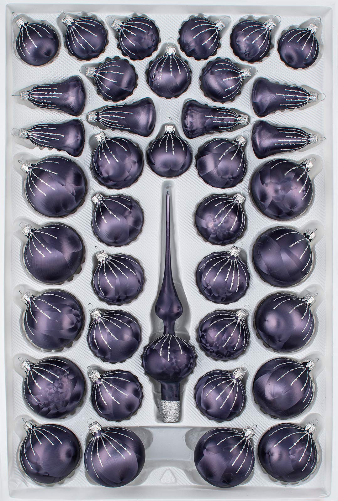 Lot de 39 boules de Noël en verre avec motif pluie de glace Argenté