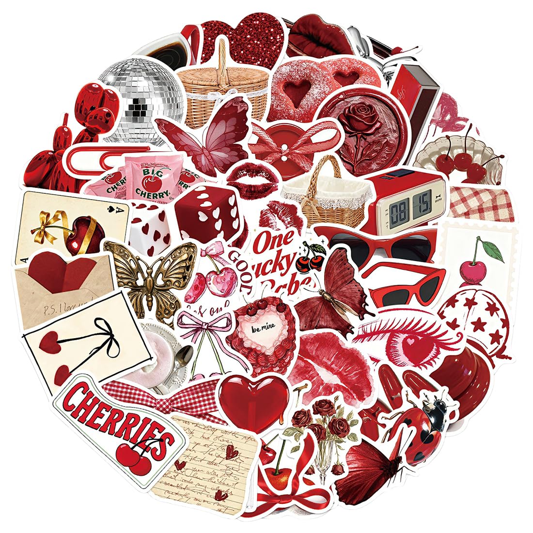 50 Pezzi Y2K adesivi stickers aesthetic eleganti adesivi per computer portatili bottiglie d'acqua moto e altro ancora design hip hop e graffiti per bambini e adulti（Rosso）