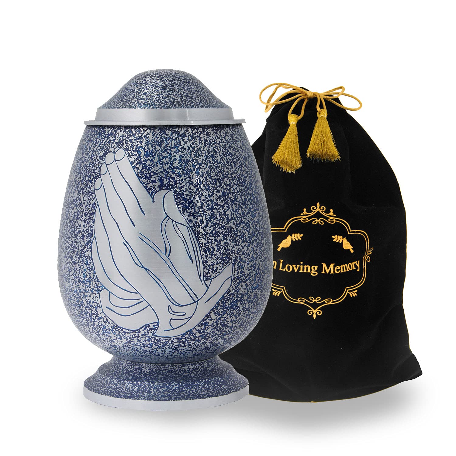 LETUSTO Cremation Urn for Human Ashes for Adults, Funeral Burial Handcrafted Decorative Urns with Velvet Bag for Easy Preservation and Portability [Pray]