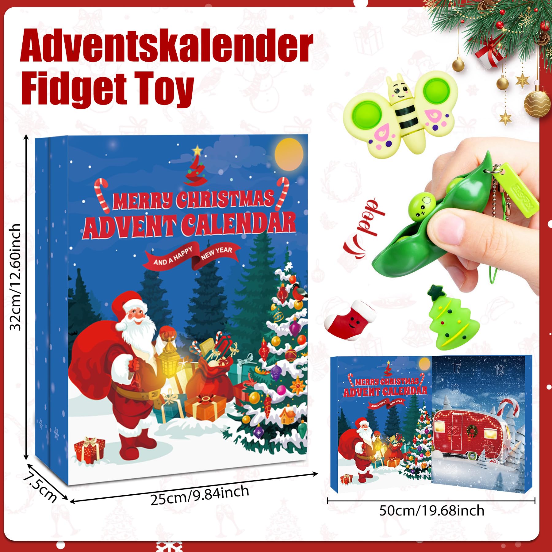 Fidget Adventskalender 2025,Adventskalender Fidget Toy,Spaß und aufregend Countdown Spielzeug,Countdown Stress Linderung und Unterhaltung Sensory Fidget Toys Set Geschenke Calendar