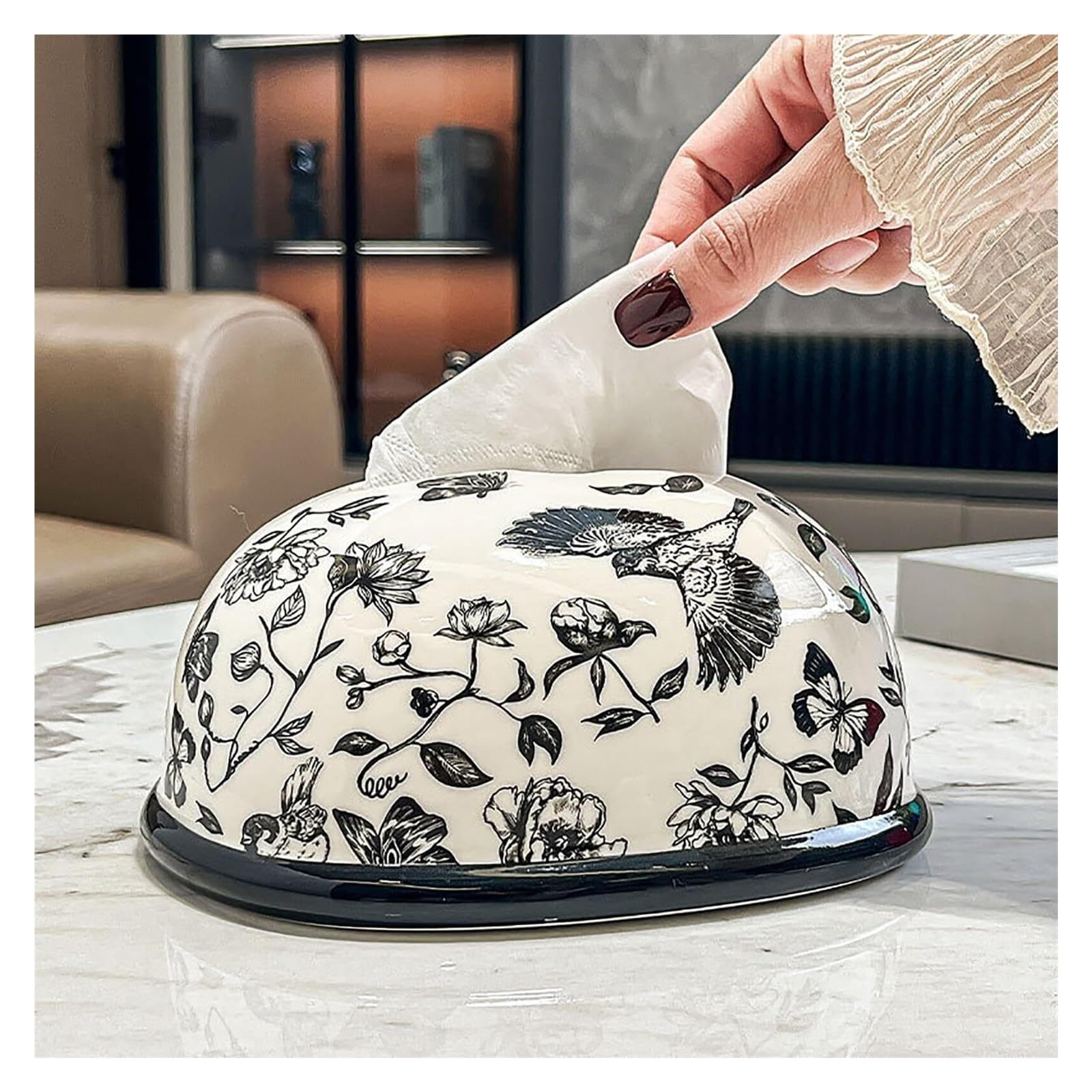 Porta fazzoletti Supporto in ceramica con coperchio for scatola di fazzoletti decorativo adatto for la cucina da tavolo dell'home office Divertenti decorazioni per il bagno