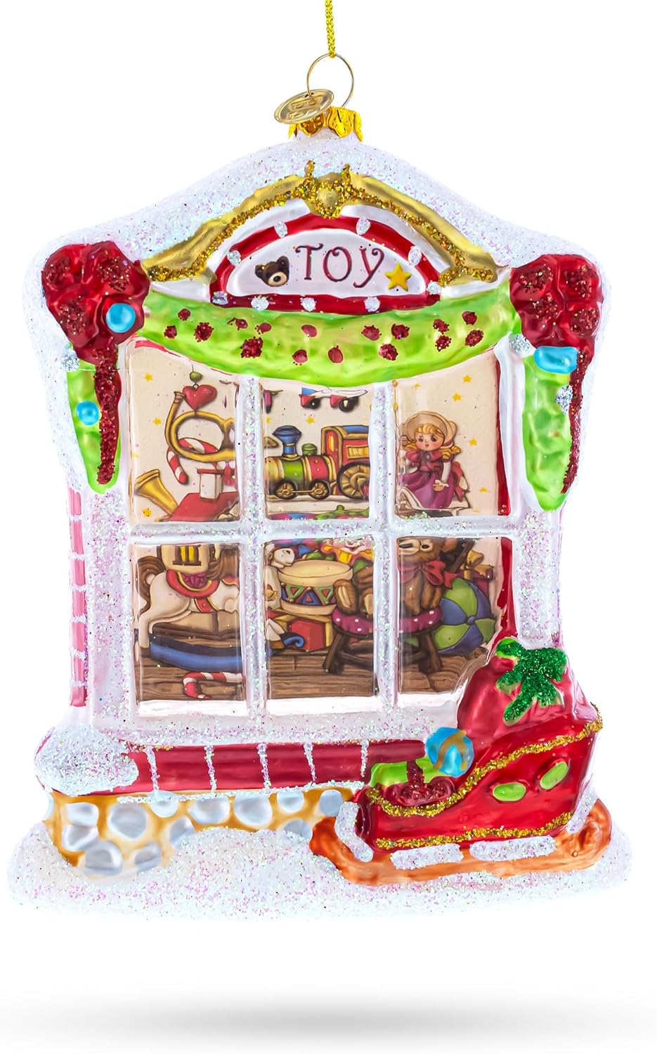 Winter Wonderland Toy House Blown Glass Christmas Ornament - Image 2