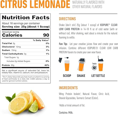 Miniatura 7 de Isopure - polvo de proteína de suero de leche con sabor a fruta ligera refrescante