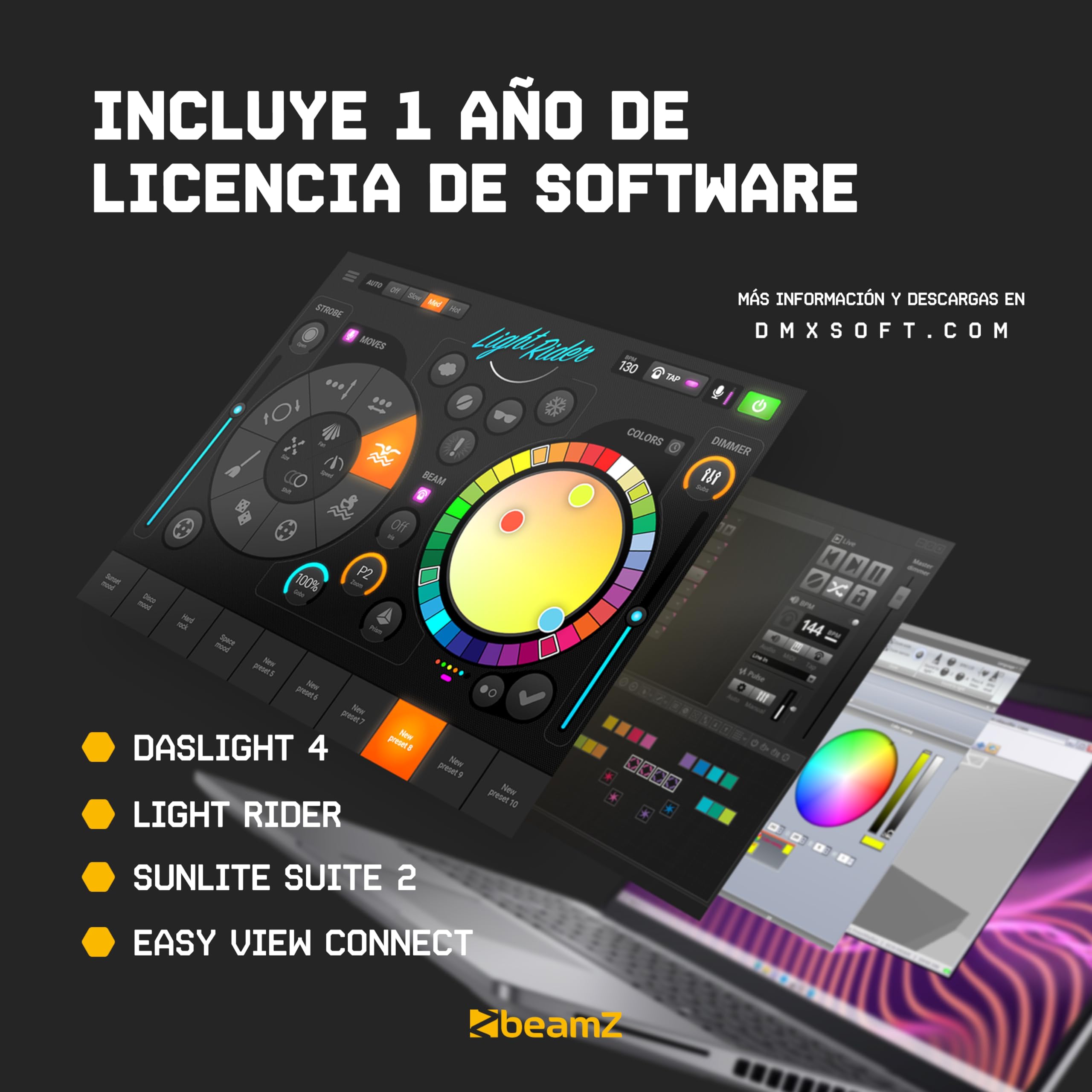 BeamZ SUSHI-Z1 Interfaz DMX con software - Controlador de iluminación profesional DMX-USB, 128 canales, ideal para controlar sus espectáculos de luz DMX desde un ordenador o tableta.