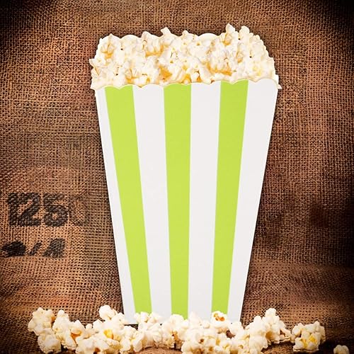 Miniatura 6 de ceiba tree Coloridas cajas de palomitas de maíz a rayas para fiestas y noches de cine, mini bolsas de cartón para palomitas de maíz para cumpleaños,