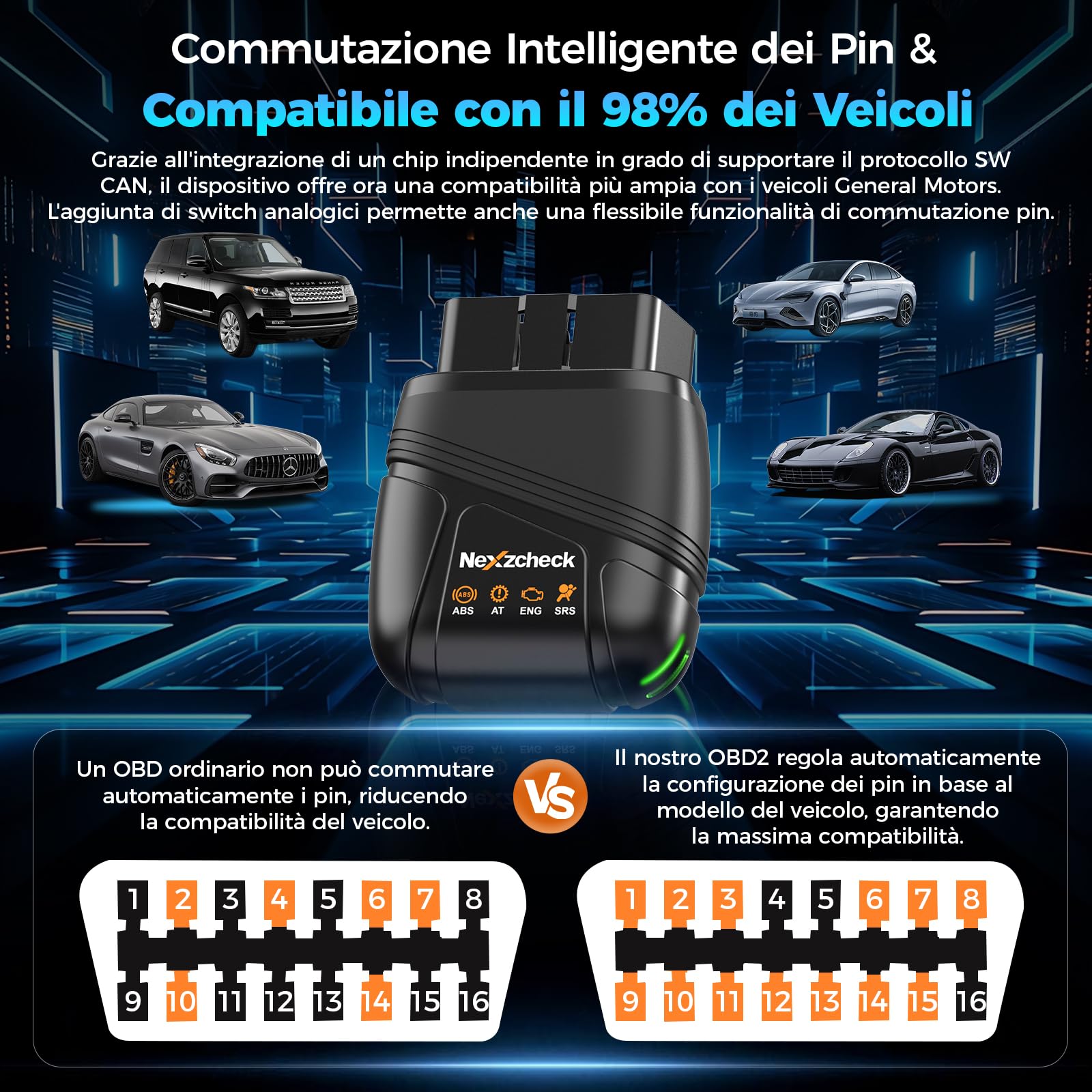 OBD2 Auto Diagnostica OBD Bluetooth: 5.1 OBD2 Scanner Diagnosi Auto Professionale in Italiano per Motore/AT/ABS/SRS Diagnostics - Multi Marche Auto iOS Android Windows - Aggiornamento Gratuito a Vita