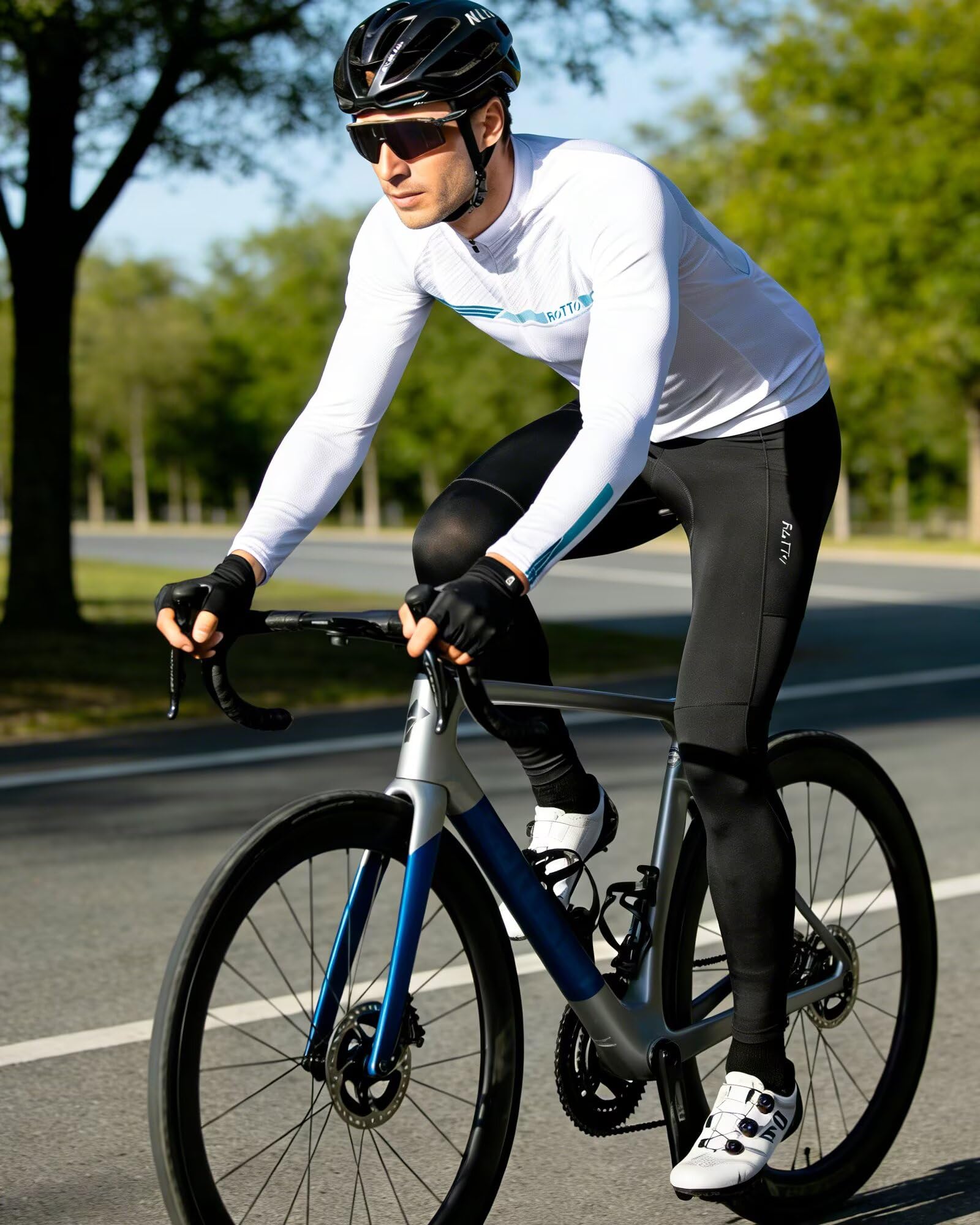 ROTTO Maillot Cyclisme Homme Manches Longues Vetement Cycliste pour VTT vélos de Route avec Poche