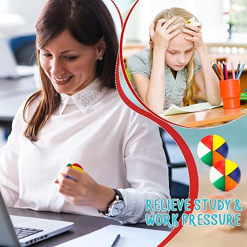 Miniatura 5 de Jerify 48 mini pelotas de playa de 2.5 pulgadas, arcoíris para la playa, juguetes de alivio de piscina pequeñas para verano, cumpleaños, fiestas