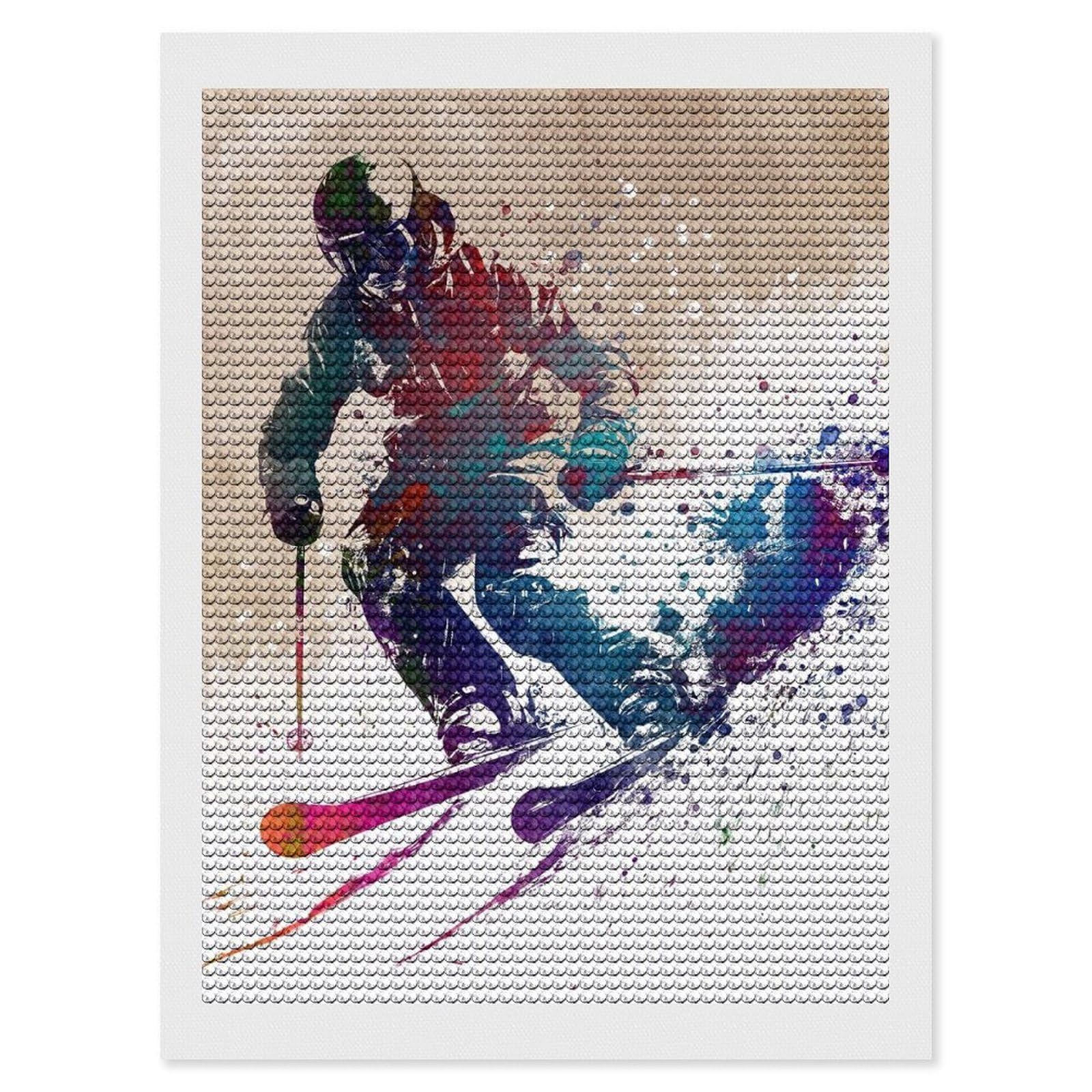 Junmoney Ski Sport Art Crystal Diamond Art Kit 12"x16", Modern Decor, Boho Decor, Wall Art Gift, Decorative Artwork, Creative Hobby
