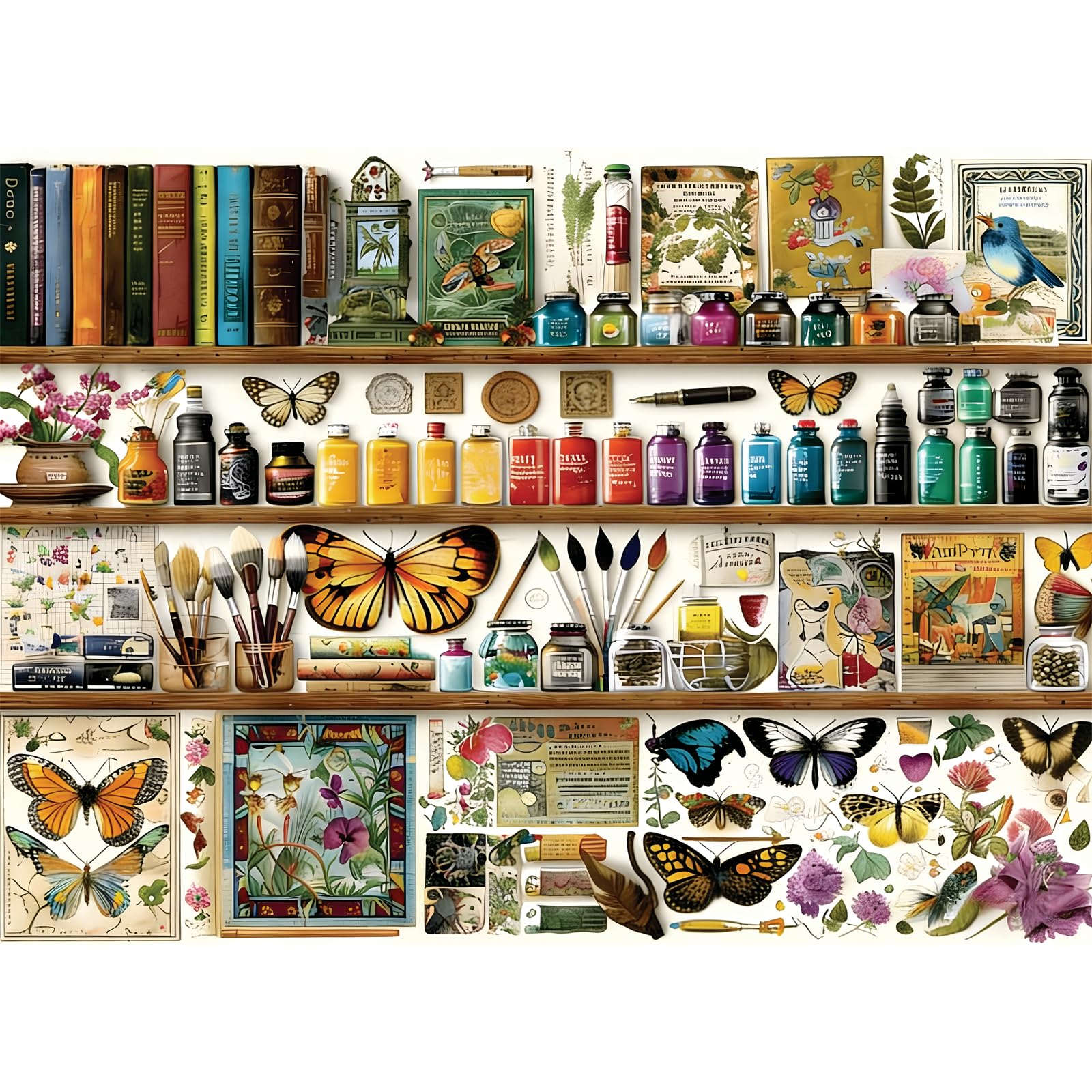 500 Piece Jigsaw Puzzles for Adults, Vintage Butterfly 500 Piece Puzzle, Colorful Artistic Botanical Prints Puzzles, Relaxing Gift for Adults, Seniors, Fun and Challenging Family Game, 20.5 x 15 in