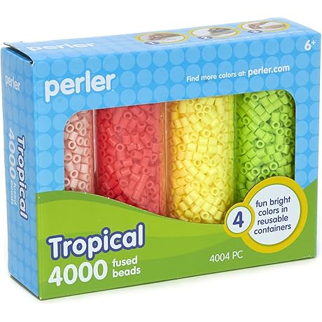 Perler 4004-Piece Tropical Glow-in-the-Dark Bead Storage Container Set