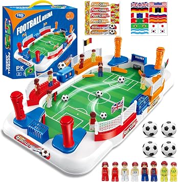 Tabletop Soccer Game for Kids, Mini Foosball Desktop Soccer Shootout Game with Dual Controls, Sound Effects & Scoreboard, Interactive 2-Player Family Game, Educational Toy for Boys Girls