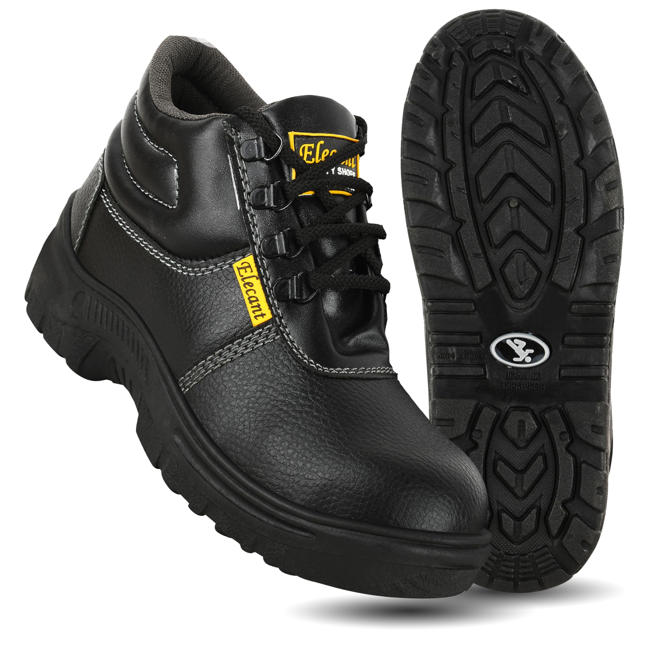 foot trends Lace-up Steel Toe Protection Shoes for Construction and Factory Work ||Black Safety Shoes for Men-picture-36