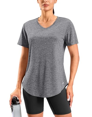 Viodia Womens Workout Tops Full Back Coverage Athletic Shirt UPF