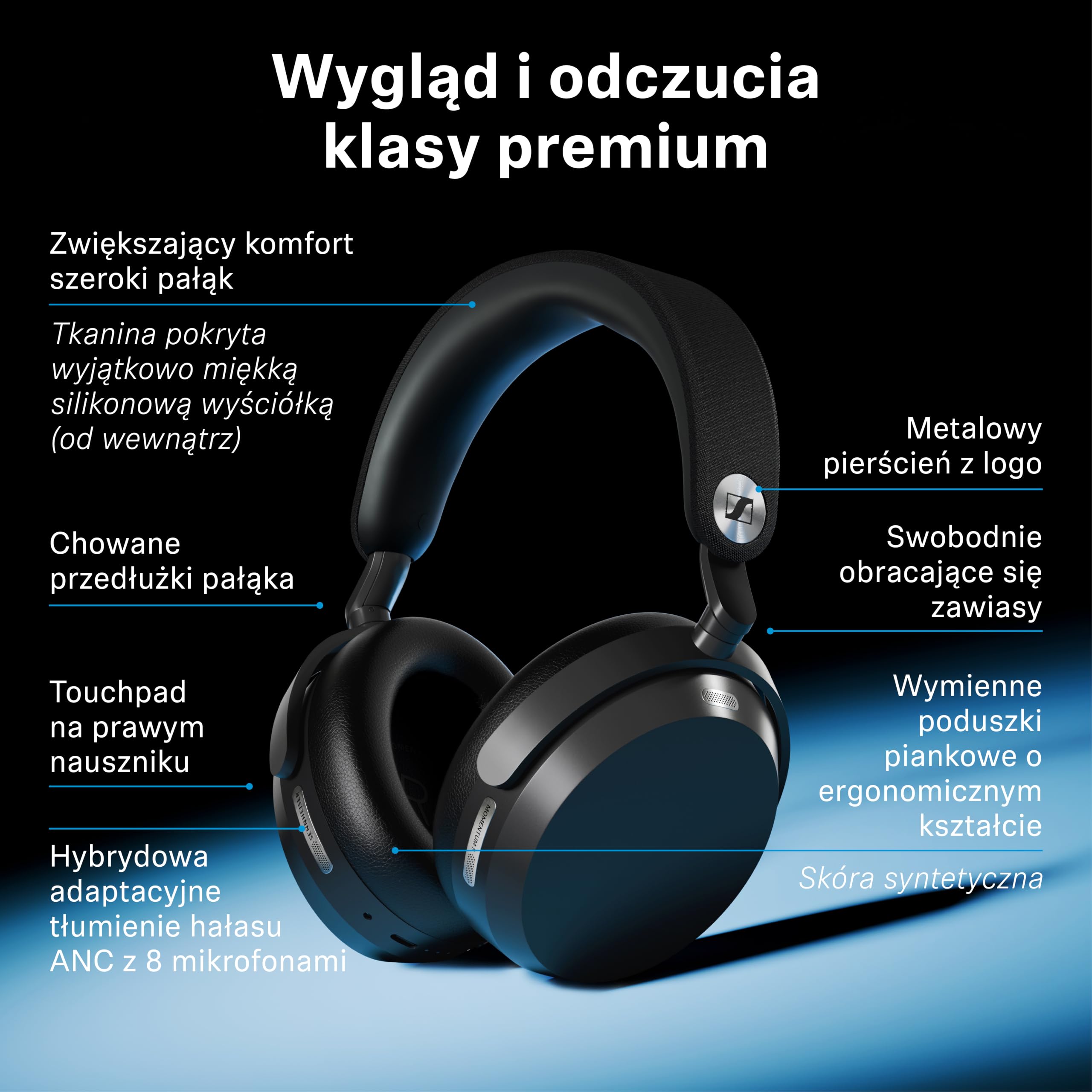 Sennheiser MOMENTUM 5 Wireless Słuchawki nauszne I Bateria do 57h I ANC