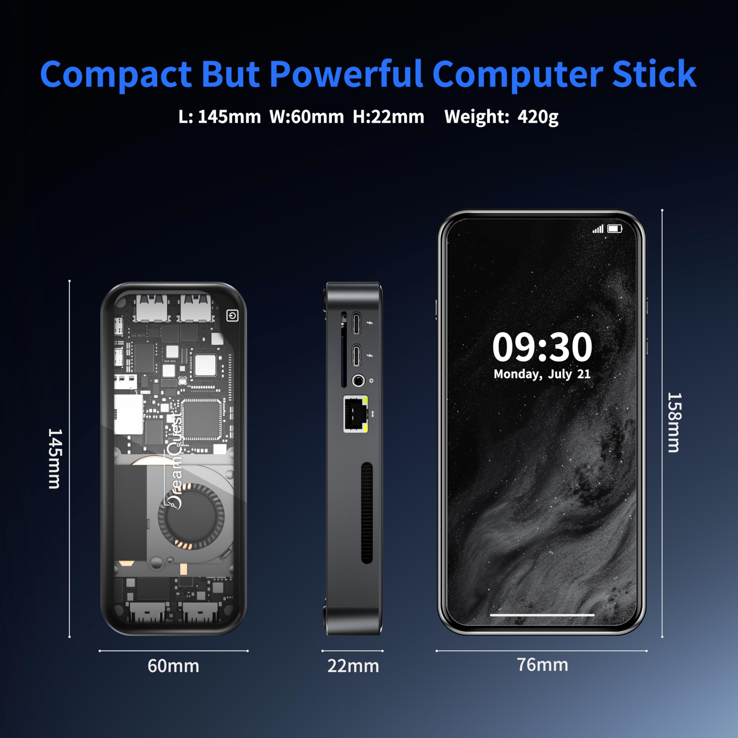 DreamQuest Q5 Mini PC Windows 11 Pro [High-Speed DDR5], Intel 12th N95(Up to 3.4GHz),Mini Desktop Computer 12GB DDR5 RAM 512GB M.2 SSD Supports 2*USB C |2*HDMI 4k@60Hz |4*USB 3.2 |LAN| WiFi 6 | BT5.3