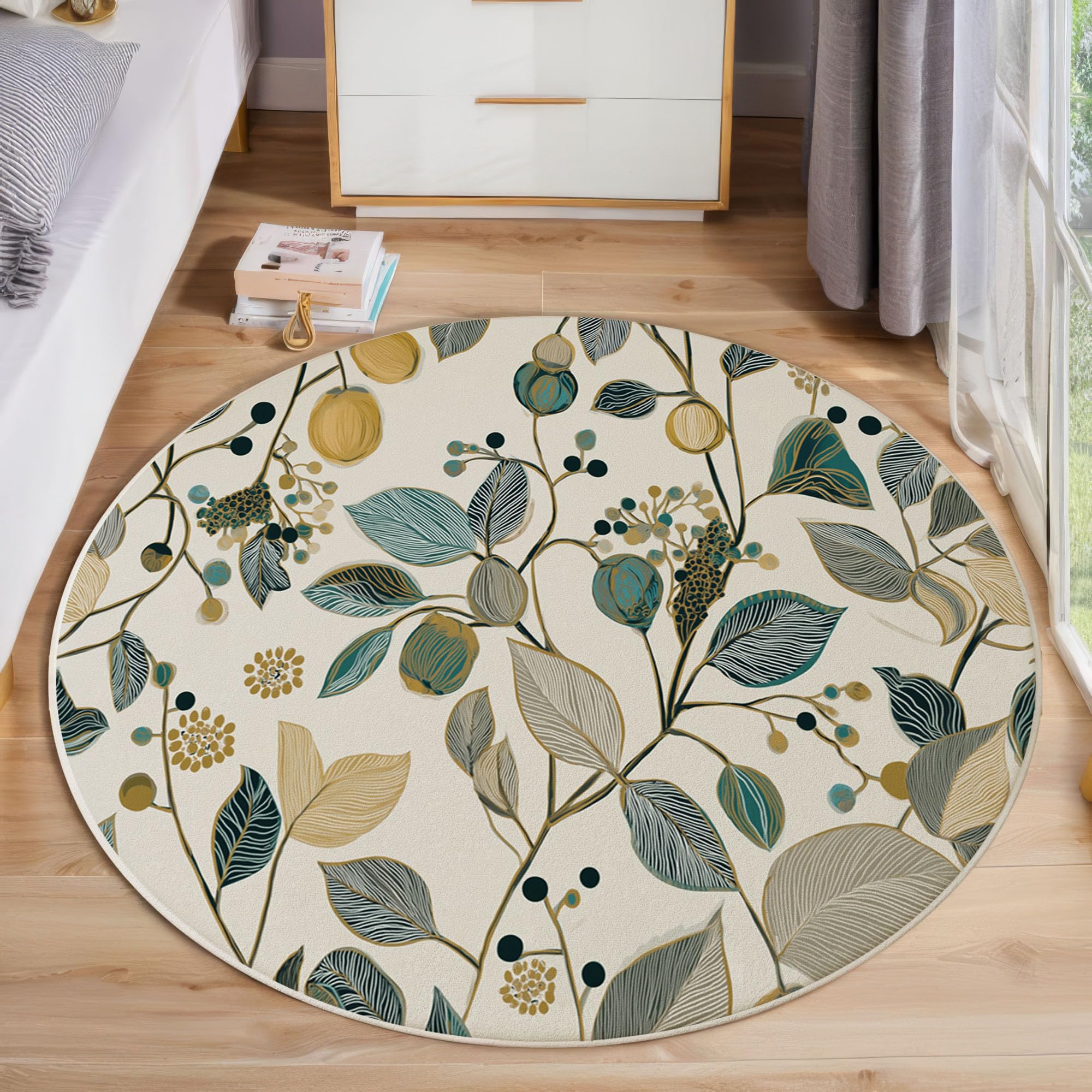 Tapis beige 120cm cuisine lavable antidérapant de luxe poil ras