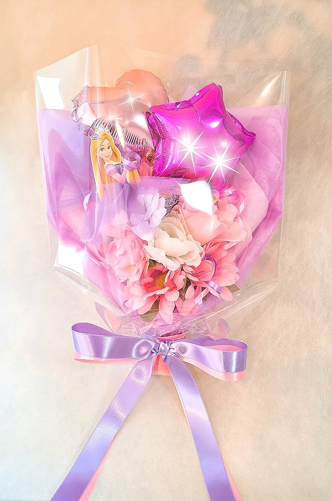 レジンヘアゴム 淡色ラベンダーパープルコットンキャンディブーケ花束