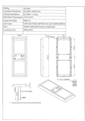Miniatura 9 de Jtron Luces interiores de doble LED para autocaravana, 12 V CC con interruptor de pantalla táctil de iluminación de 5 modelos, repuesto interior de