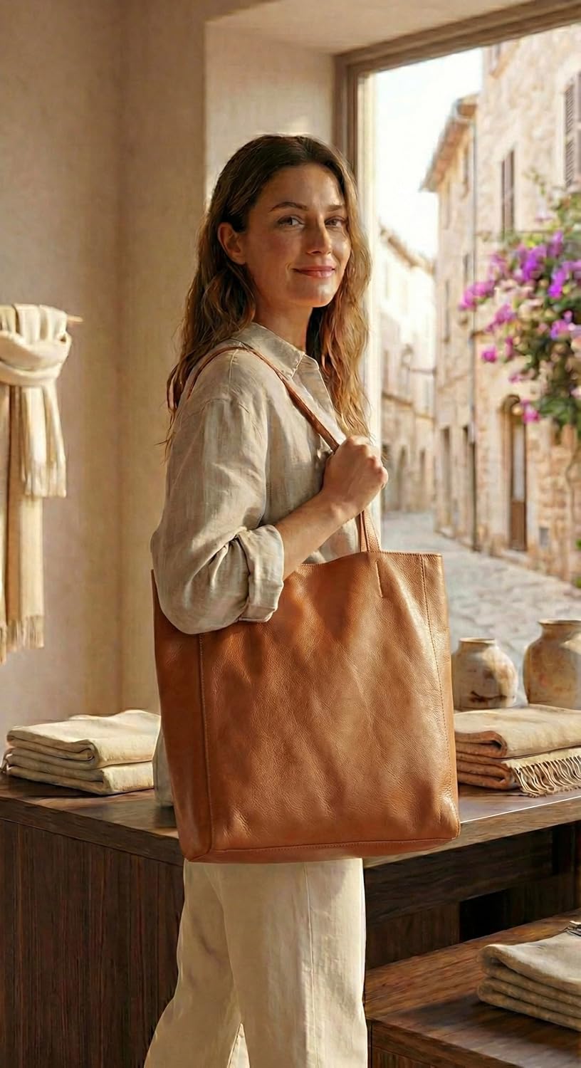 Genuine Leather Made in Italy Handbag for Daily Use with a strap and a small internal pocket. - Image 2