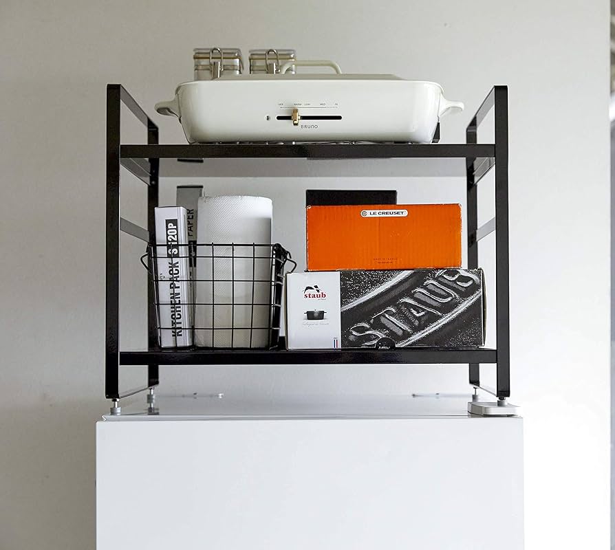 Amazon｜山崎実業(Yamazaki) 冷蔵庫上収納ラック ブラック 約