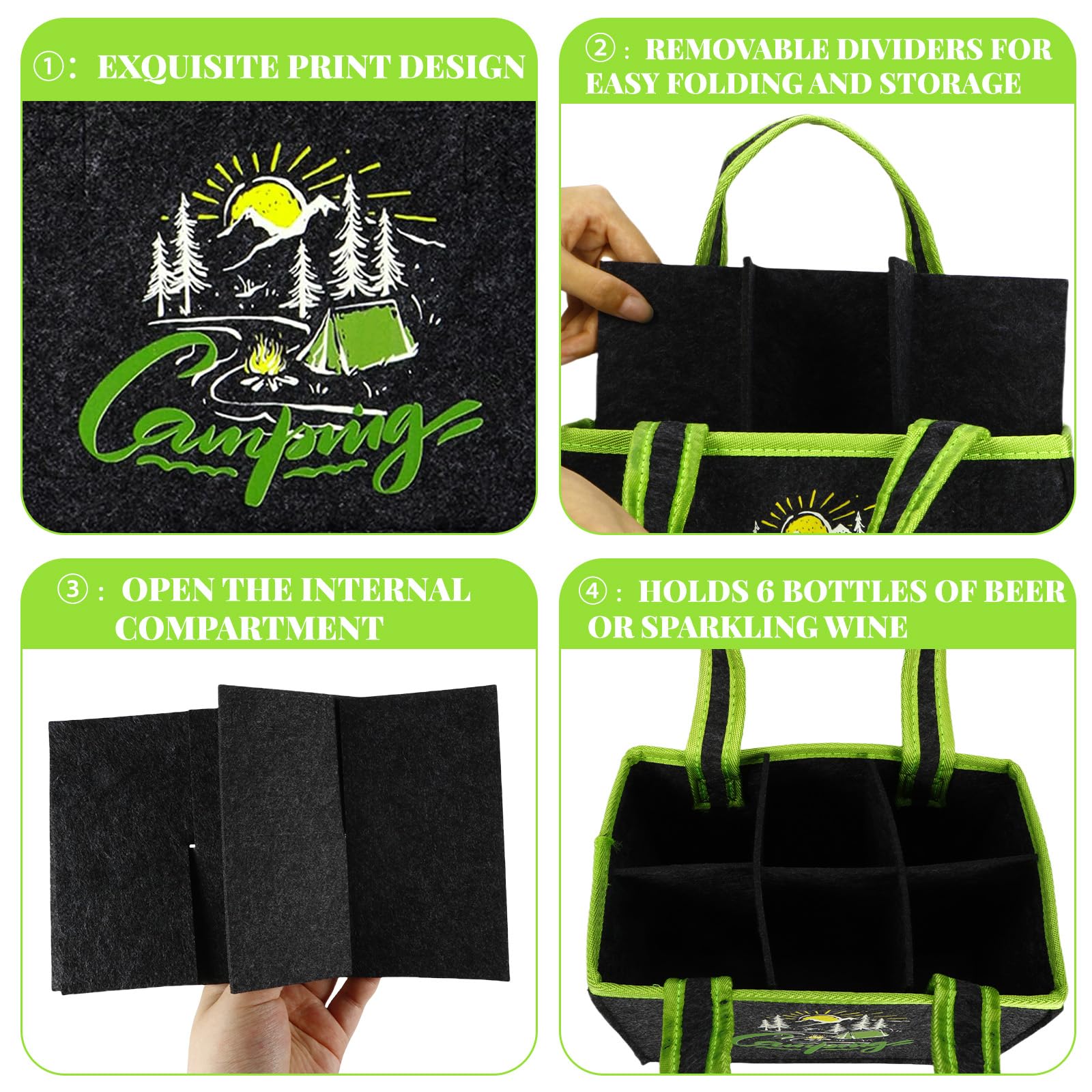 Anicy Camping Campervan Gifts for Women and Men Beer Gifts Bag 6 Bottles, Caravan Motorhome Camping Accessories - Image 4