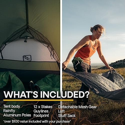 Miniatura 5 de Featherstone Tienda de campaña ligera para acampar al aire libre de 3 estaciones, senderismo y ciclismo, incluye huella, impermeable, paquetes