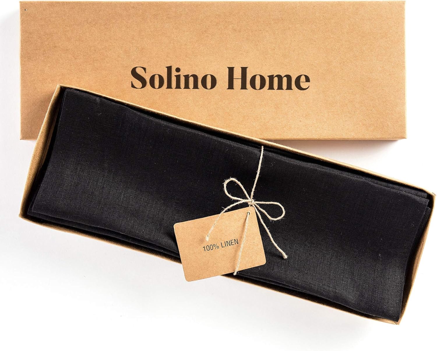Solino Home Linen Black Placemats Set of 6-100% Pure Linen Placemats 14 x 19 Inch for Mothers Day - Fete
