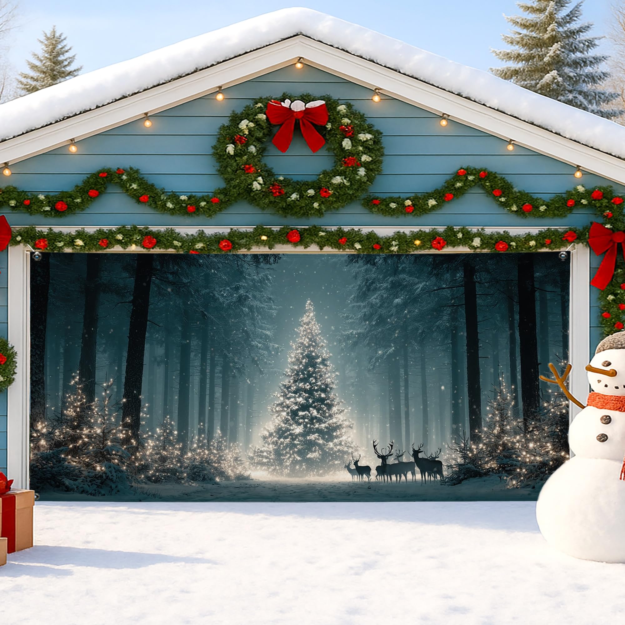 Housse de porte de garage de Noël pour créer une ambiance de chalet