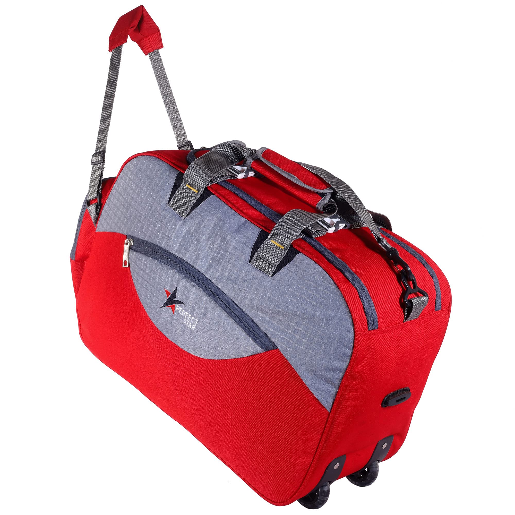 perfect star Travel Bags Luggage for Travelling Men, & Women Carry Wheeler Light Weight 65 L 2 Compartments, Adjustable Shoulder Strap, 61x51x38cm (Red Grey)-picture-27