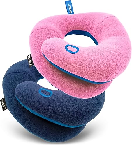BCOZZY Paquete para niños 2 almohadas de cuello de viaje para niños pequeños, soporte súper suave para la cabeza, el cuello y la barbilla, para un
