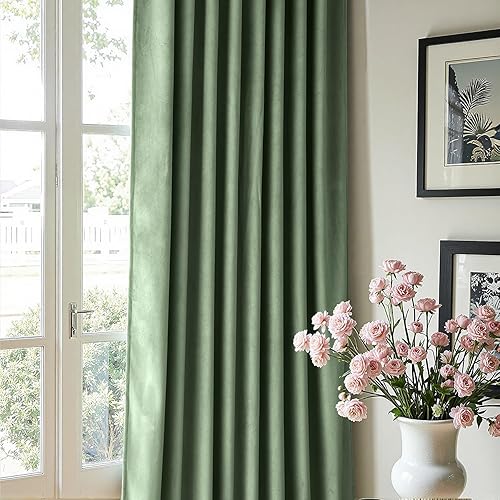 Miniatura 9 de EMEMA Cortinas de terciopelo para sala de estar, 63 pulgadas de largo para oscurecer la habitación, cortinas de ventana con ojales para dormitorio,