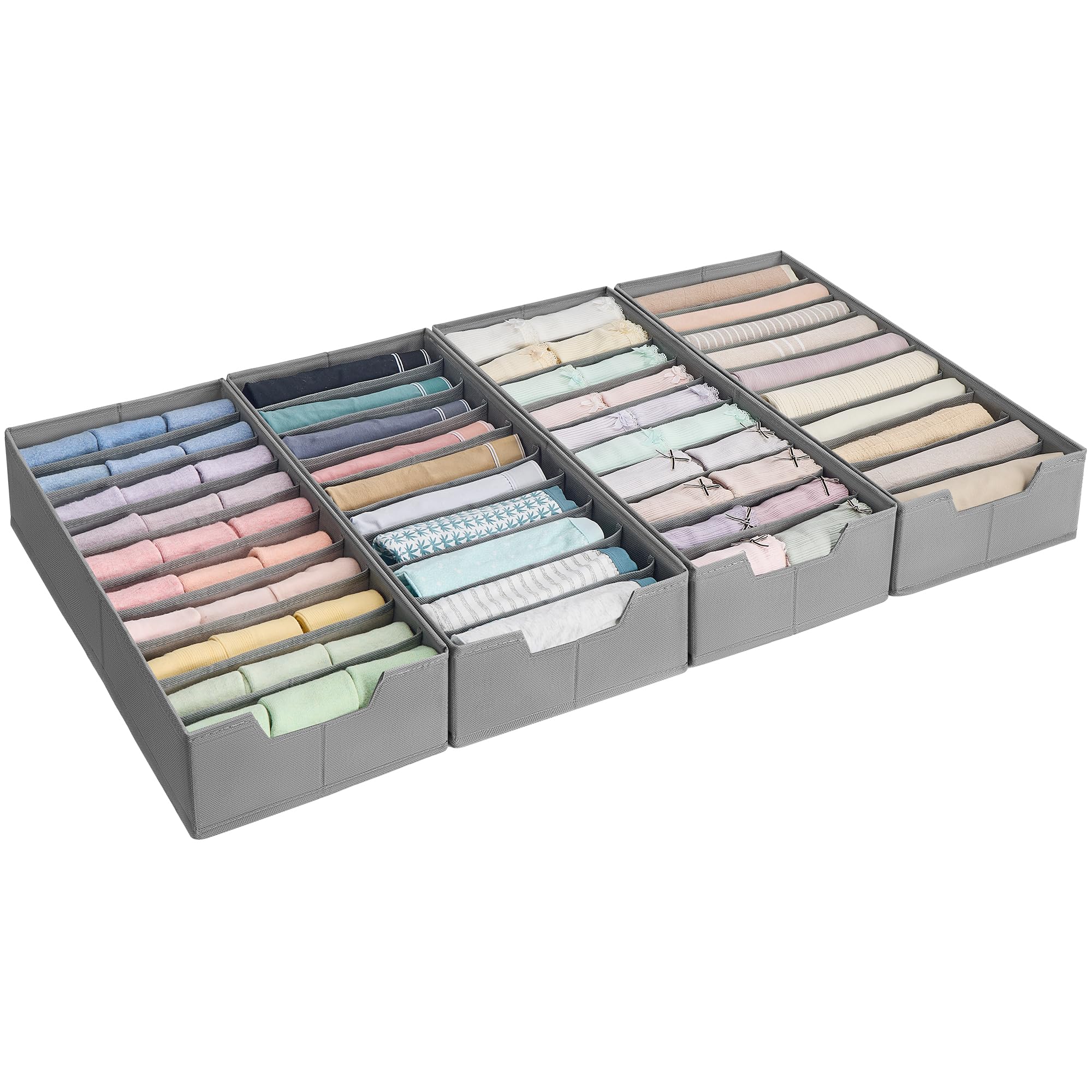 SONGMICS Set di 4 Divisori per Cassetti, per Guardaroba PAX di IKEA, con Separatori, Organizzatori per Biancheria Intima Pieghevole, 50 x 22 x 10 cm, Grigio Tortora RUS015G01