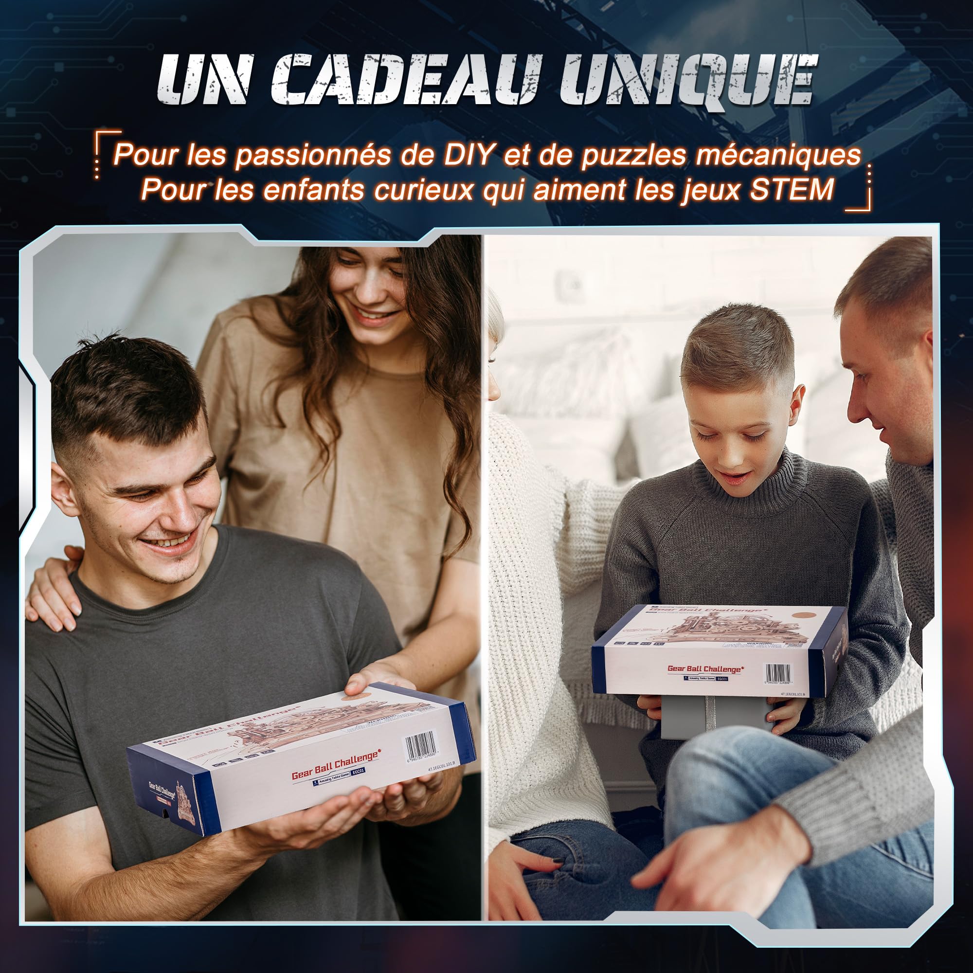 ROBOTIME Puzzle 3D en Bois Gear Ball Challenge – Kit Labyrinthe Mécanique 653 pièces, STEM Adultes Ados, Design Manette de Jeu EGC01