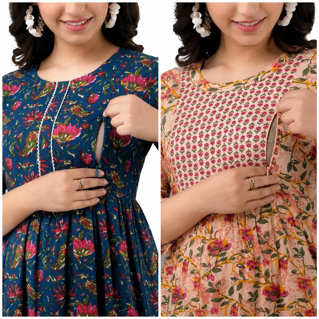dream global Floral Print Maternity and Feeding Kurti for Women-picture-42