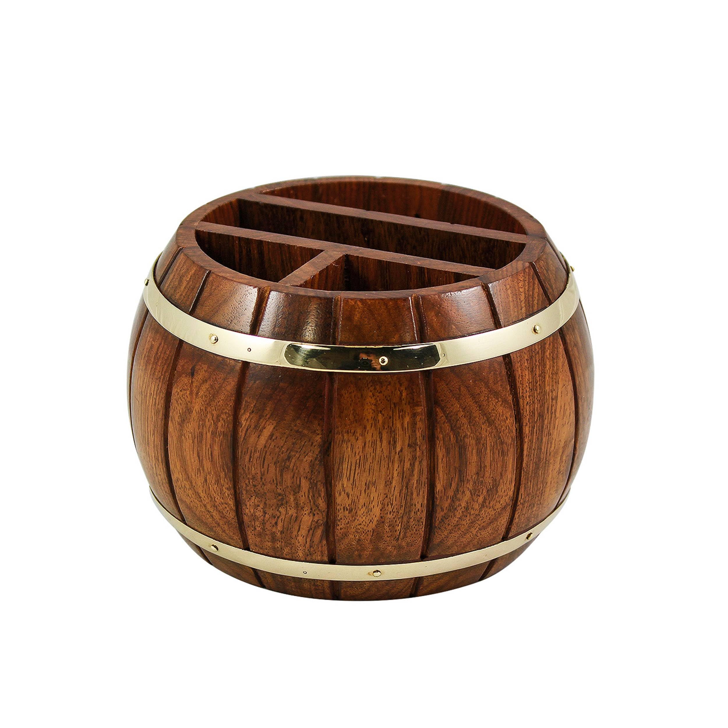 NKlaus Penhalter-Zettelbox im Fassdesign, Holz/Messing, 10x 15cm – Maritime Bürodekoration, Organizer 15981