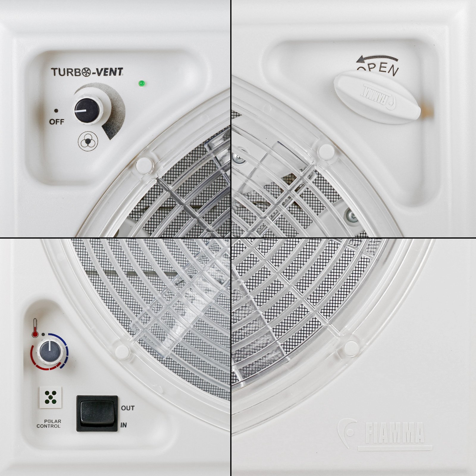 Fiamma Turbo Vent Crystal Polar Control - Claraboya con termostato para caravana o autocaravana (40 x 40 cm)