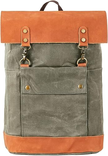 Mochila de cuero de lona encerada impermeable vintage para hombres y mujeres 15.6 "mochila de viaje para computadora portátil