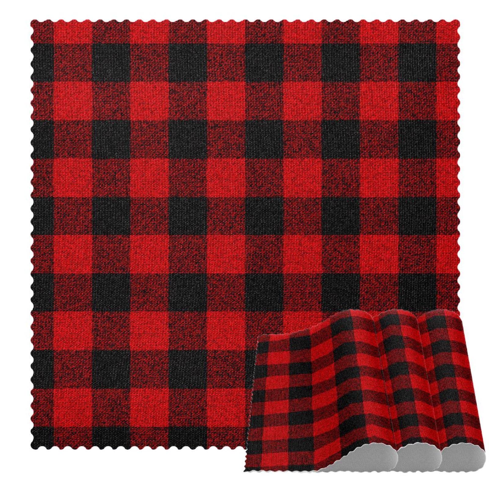 Sets de table pour table de cuisine à carreaux noirs et rouges 4pcs