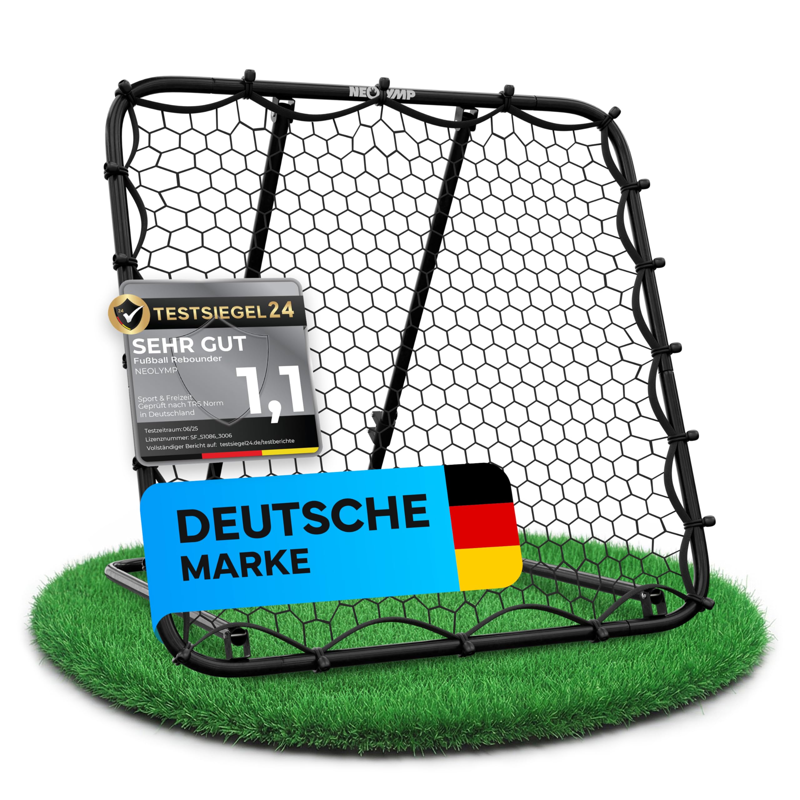 NEOLYMP Rebounder für Fußball – Stufenlos verstellbar für intensives Training, robuster Metallrahmen – Ideal für Kinder, Jugendliche & Vereine – Fußball Trainingszubehör für drinnen und draußen