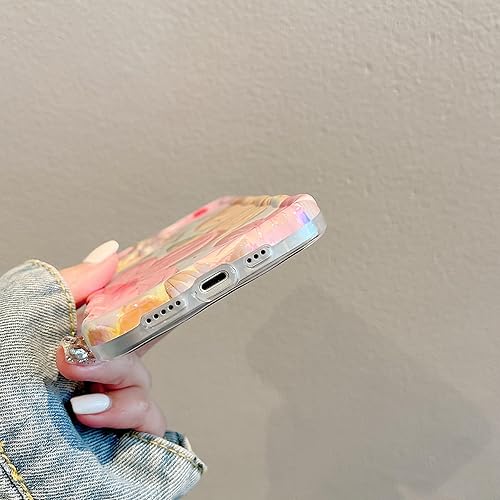 Miniatura 6 de ZCDAYE Funda para iPhone 11, bonita funda para iPhone 11, colorida pintura al óleo con diseño de patrón impreso de flores, marco de onda rizada,