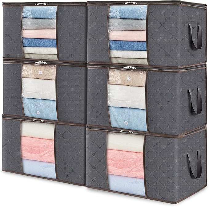 Lifewit 6 Pack Clothes Storage Bins with Lids, Foldable Blanket
