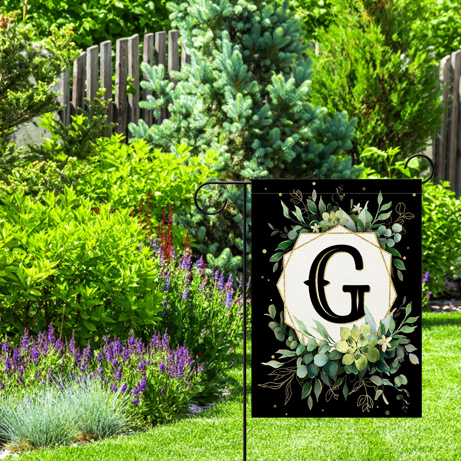 Stosts Gartenflagge Mit Monogramm Buchstabe P – Doppelseitig, Wetterfest, 30,5 X 45,7 Cm, Mit Eukalyptus-Dekor